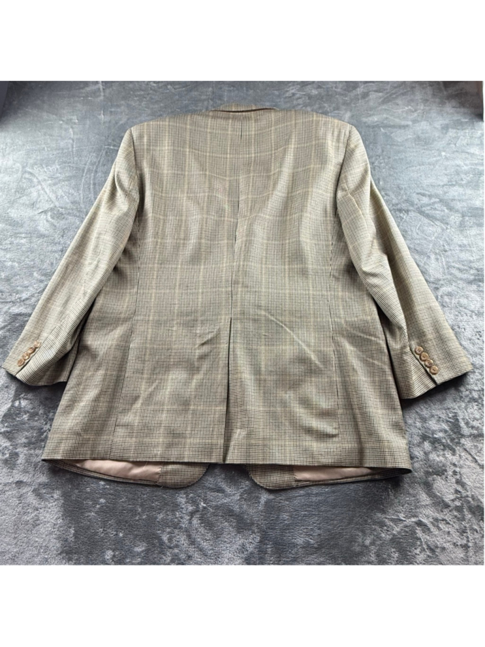 Holt Renfrew Samuelsohn Blazer Men 48R Silk Wool Micro Check Quiet Luxury Beige - Picture 15 of 16
